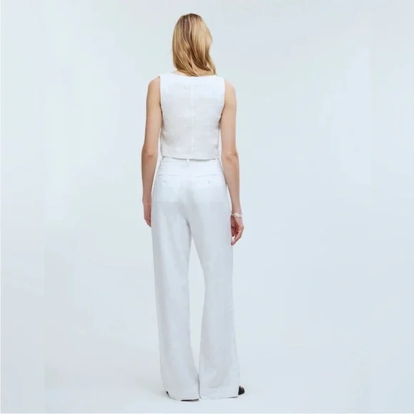 Madewell The Harlow Wide-Leg Pant in 100% Linen New tags size 4 smoke pet free - Picture 3 of 9